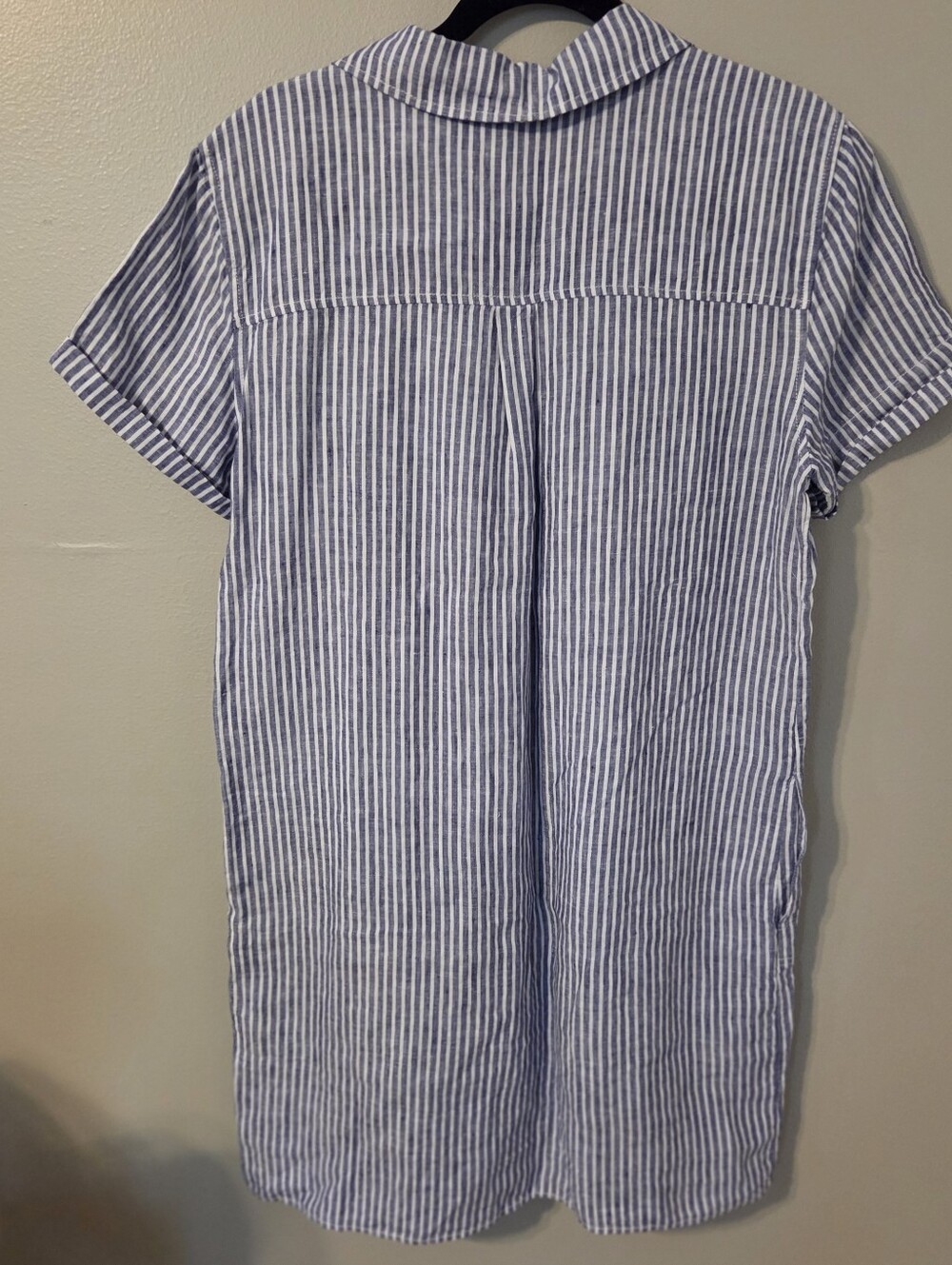 Tahari Women's 100% Linen Shirt Dress Blue Coastal Grandma Minimalist Sz L - Picture 3 of 9